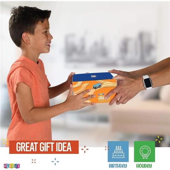 Wooden Train Tracks - 52 PCS + 2 Bonus Car Toy Trains - for Kids is Compatible - Picture 6 of 6